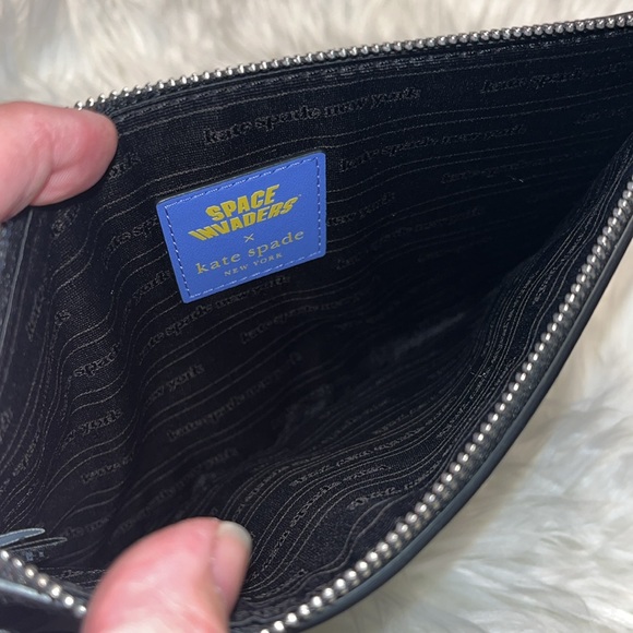 kate spade NWT $158 MSRP Space Invaders Glitter Patent Leather Wristlet - Picture 9 of 12